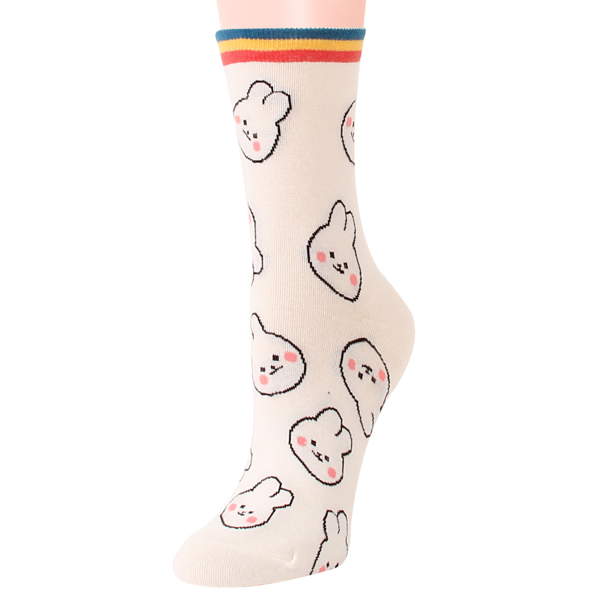 12 Pairs Cartoon Cute Little Bunny Sweat Socks Jacquard Socks Panda Rainbow Socks Bulk Wholesale